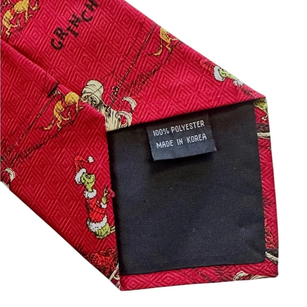 Dr. Seuss Grinch Sleigh Ride Tie - All Over Graphic - Red